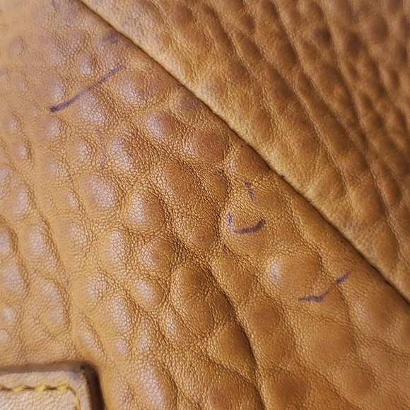 YVES SAINT LAURENT LEATHER BAG SIZE 18X12 COLOR ORANGE BROWN 🍊 100% AUTHENTIC - Picture 5 of 13